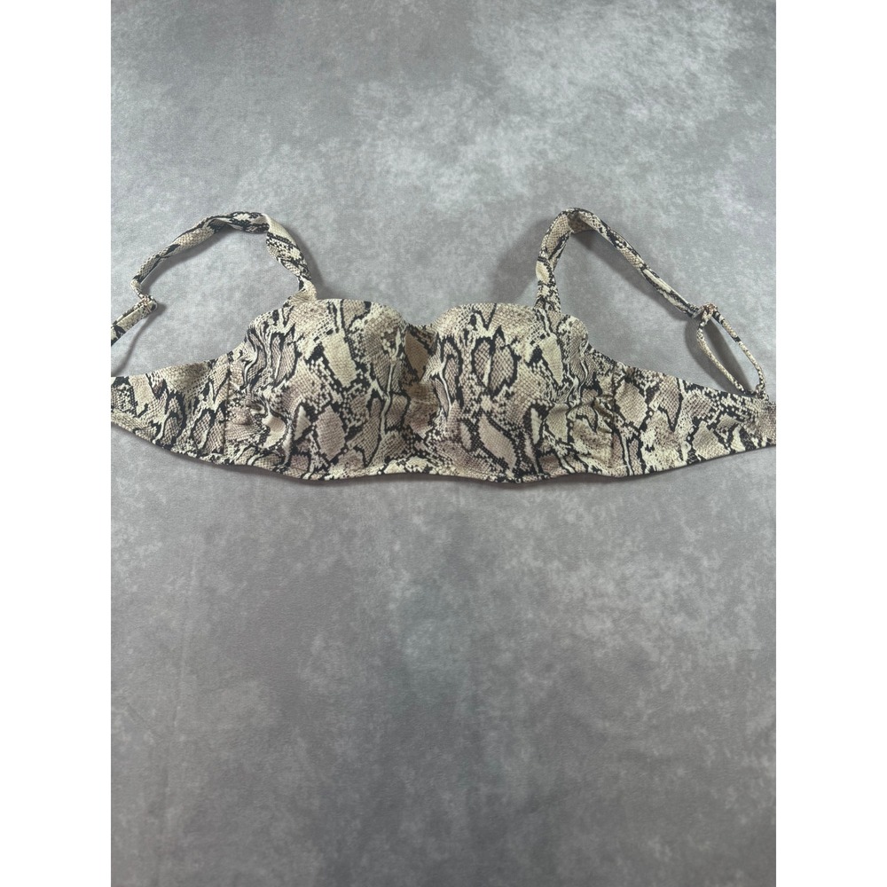 Shade & Shore Snakeskin Print Underwire Bikini Top Tan‎ Brown 34B